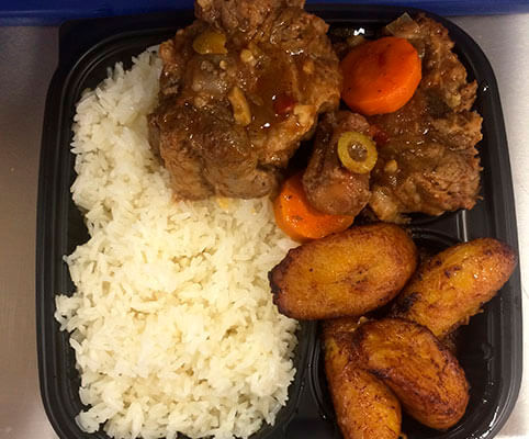 Individual Oxtail Dinner with White Rice and Platanos