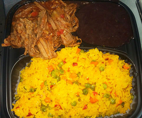 Ropa Vieja Dinner with Yellow Rice and Black Beans